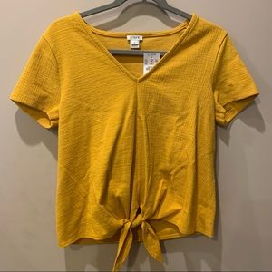 JCREW FACTORY yellow texture tie waist shirt